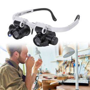 SADSAF Comfortable with 8x 15x 23x LED Lamp for Jewelry Appreciation Light with Headband Microscope Magnifier Loupe Magnifying Glass