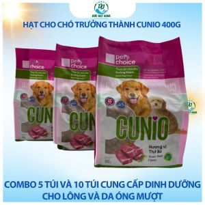 hạt cho Chó trưởng thành CUNIO 400g Combo 5túi và 10túi cung cấp dinh dưỡng cho lông và da óng mượt
