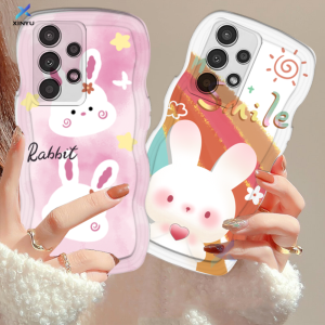 (Lokal Ready) Xinyu Casing hp Samsung A14 A04S A13 A04E A03 A03S A50 A50S A30S A23 A22 A21S A12 A02S A11 A51 A10 A30 A52 A52S M12 A71 A53 A32 M23 5G A33 A73 Kartun Manis Senyum Kelinci Pinggir Gelombang Kasus Silikon Lembut Softcase