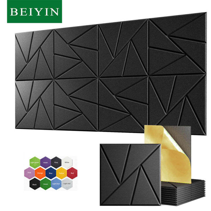 BEIYIN 12 Pcs Acoustic Panels Self-Adhesive,Sound Proof Panels,DIY ...