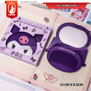 1 SET Cermin Sisir Gambar Kuromi Sanrio Hair Comb Mirror Praktis