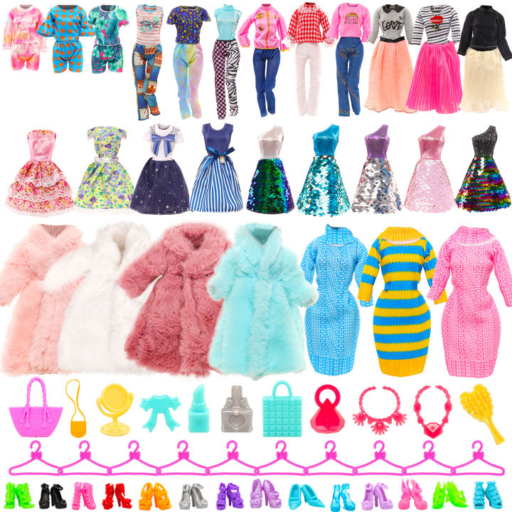BARWA 50 Pcs Fashion handmade For Barbie Doll Clothes and