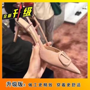 [Free Shipping] Patent Leather Nude High Heels For Women Summer Metal Buckle Pointed Toe Stiletto Sandals Height-Increasing Single Shoes For Men Summer