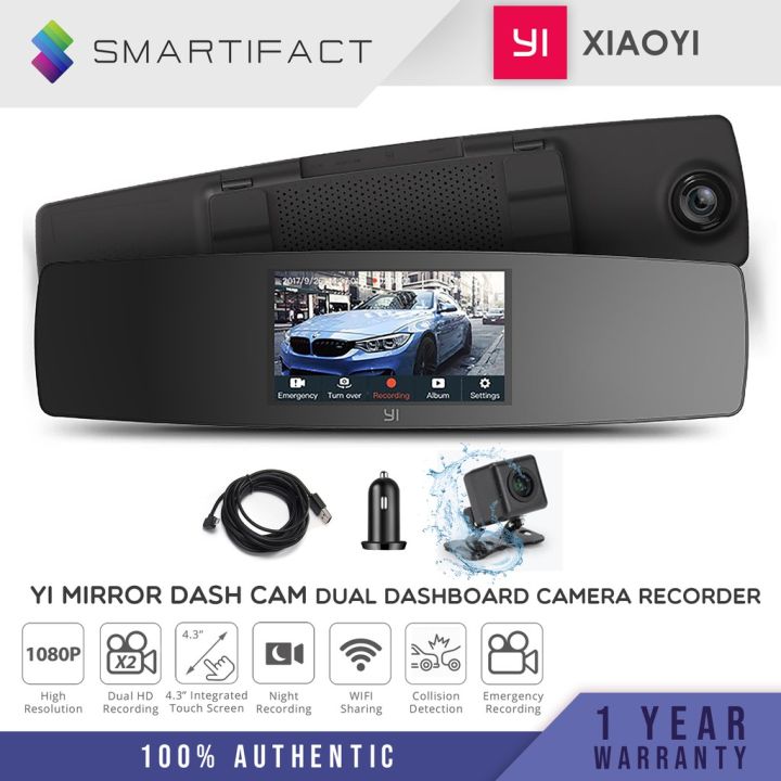 YI Mirror Dash Cam Dual Dashboard Camera Recorder Touch