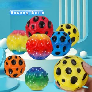 6cm Space Bouncy Balls Rubber High Bouncing Balls for Kids Sensory Fidget Toys Stress Relief Hole Ball Sports Training Ball Outdoor Games Boys and Girls Surprise Gift
