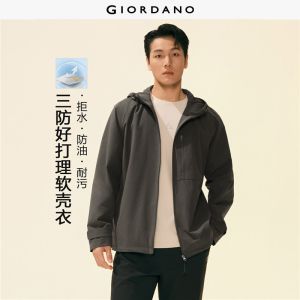 GIORDANO Men Jackets G-MOTION Print Hooded Windbreakers Multi-Pocket Raglan Sleeve Fashionable Casual Relaxed Jackets 01076693