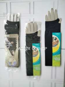 manset stocking /handsock wanita  tangan lengan panjang model jempol hitam polos