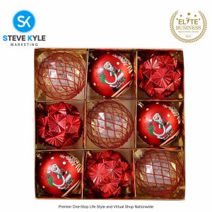 9PCS/8CM Christmas Tree Balls 3 Styles XMAS Ornaments Shatterproof Hanging Balls Big Size Decors