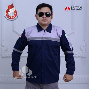 WEARPACK SAFETY BAJU KERJA PROYEK ATASAN KEREN TERBARU WARNA DONGKER ABU MUDA