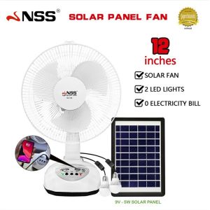 NSS Solar electric fan Rechargeable solar fan with panel 12solar electricfan with emergency light NS-F95