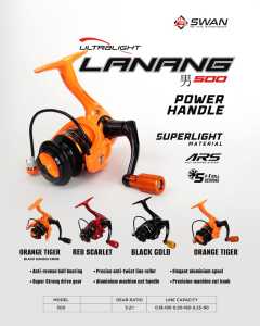 REEL PANCING SWAN LANANG 500 POWER HANDLE COCOK UNTUK ULTRALIGHT DENGAN 5+1 BALL BEARING BER RATIO 5.2:1 PROMO TERLARISS
