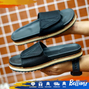 BLZ HEGEL - SANDAL SLIDE PRIA KASUAL - SENDAL SELOP COWOK SUEDE - FABRIC MESH FOOTBED SANDALS
