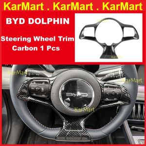 Carbon Fiber Car Inner Steering Wheel Cover Sticker Trim BYD Dolphin BYD Atto 2022 2023 2024 2025 Yuan Plus Dolphin Accessories