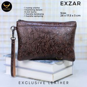 VALQO EXZAR Clutch Kulit Sapi Pouch Kulit Batik Handbag 6 Slot Kartu Tas Tangan Souvenir Instansi Kantor Perusahaan