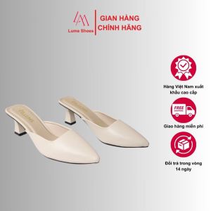 Sục nữ mũi Nhọn màu Kem Lume da PU cao cấp đế cao su non chống trơn trượt cao 3-5cm (SỤC TNK)