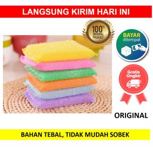 Spons Cuci Piring Warna Warni Spon Sponge Sabut Jaring Alat Dishwashing Dapur Masak Busa Serbaguna