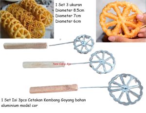 3pcs Cetakan Kembang Goyang Beda Ukuran