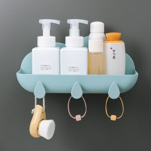 Wall Mounted Punch Bathroom Rack Storage Shelf