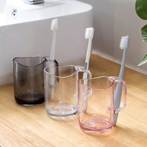 400ml Transparent Mouthwash Cup Simple Toothbrushing Cup Curved Cup-shaped Rim