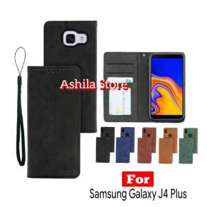 Flip Magnet For Samsung Galaxy J4 Plus Case Dompet Motif Flip Cover Leather Premium Casing HP