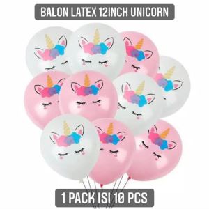 Balon Latex 10 pcs - Balon Unicorn pink putih Little Pony balon ulang tahun Dekorasi