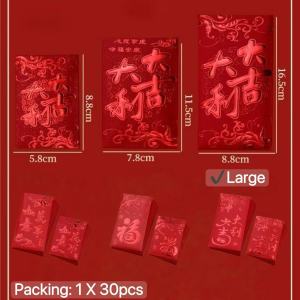 30Pcs Chinese Ampao Money Envelope Ampaw Money Envelopes Ampaw Money Trending Red Envelope For Money Packet Red Packet Money Ampao For Christening Birthday Angpao For Christmas Wedding Angpao Envelope Ampao Unique Style Fengshui Lucky Charm 2026