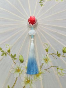 224 จี้หยก พู่ไหม สไตล์จีน พู่จี้หยกรูปดอกบัวสีขาว ห้อยพวงกุจเเจ งานฝีมืองานประดิษฐ์ เสริมฮวงจุ้ย โชคลาภ