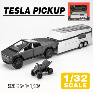 LEO 1:32 Tesla Cybertruck Pickup RV Metal Diecast Alloy Toy Car Model Trucks For Kids Toys Vehicles Hobbies Collectio