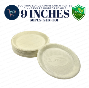 ECO KING 50PCS CORNSTARCH PLATES 6 7 9 INCHES BIODEGRADABLE DISPOSABLE DINNERWARE ECO-FRIENDLY