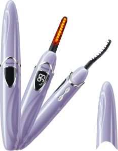 Máy uốn mi có nhiệt S600 Máy uốn mi có nhiệt sạc lại được Máy uốn mi làm nóng trong 8 giây cho hiệu ứng trang điểm tự nhiên lâu trôi trong 24 giờ (Màu tím nhạt/Bạc 148MM)