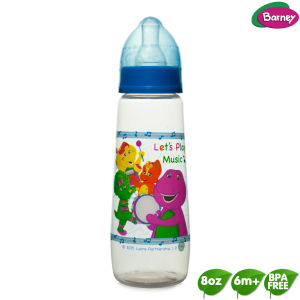 Barney 8oz Baby Feeding Bottle Clear | Regular Milk Bottle with Soft Silicone Nipple | BPA Free