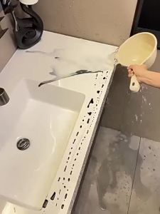 Vintage Bathroom Cabinet Set Ceramic & Rock Slab Integrated Wash Basin