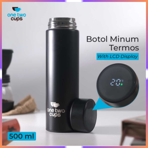 FAST DELIVERY One Two Cups Botol Minum Termos Suhu LCD Display Smart Mug 500ml / termos air panas dingin mini tahan lama stainless / botol air panas dingin kopi mini tahan lama / botol air minum mini tahan panas dan dingin tahan lama portable