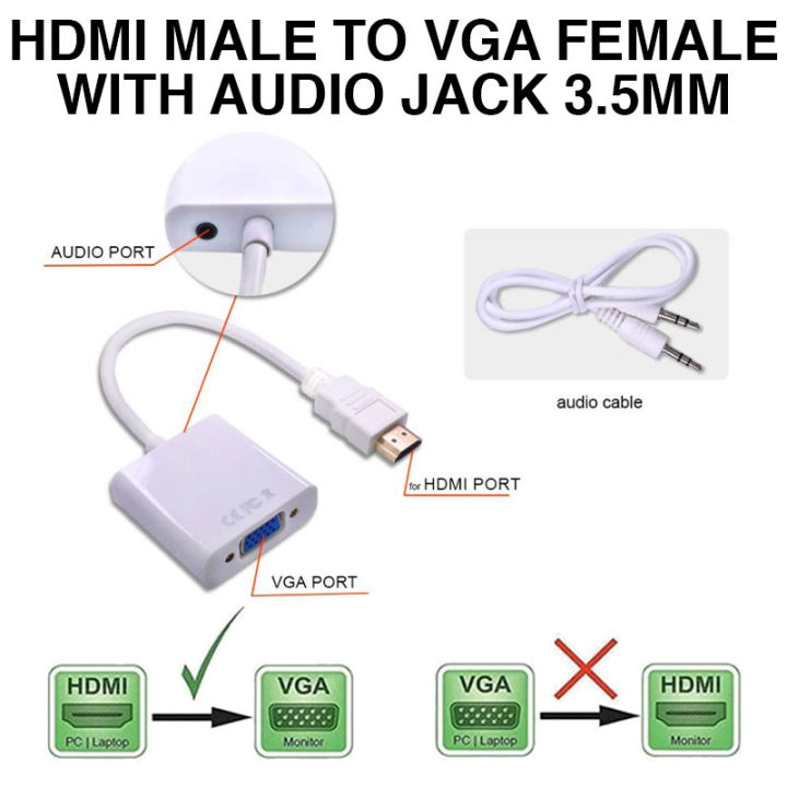 Kabel Adapter Converter HDMI Male to VGA Female With Audio Output