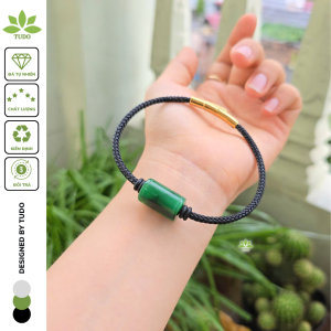 Q2538 Vòng lu thống trúc trơn to Cẩm Thạch Sơn Thủy dây cáp 3li khóa bấm cho nam nữ ko kén mệnh - Phong Thủy TUDO