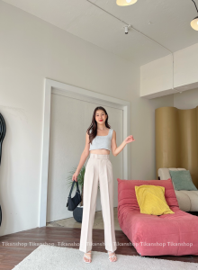 กางเกงเอวสูง ขากระบอกกลาง แต่งขอบยื่น ผ้าดี ไม่บาง ทรงสวย A2