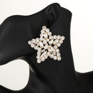New product rhinestone stars full of diamond earrings womens nightclub stage exaggerated temperament five-pointed star earrings E824