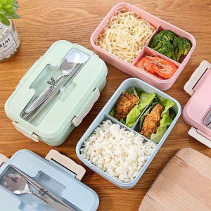 Hộp cơm giữ nhiệt văn phòng 3 ngăn tặng kèm bộ thìa đũa inox chịu nhiệt lò vi sóng