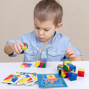 3D Puzzle Game Cubes Spatial Thinking Learning Educational Wooden Toy For Parent-Child Family Tangram Shapes Jigsaw