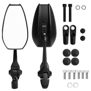 【HOSPORT】 2Pcs Motorcycle Side Mirror White/Blue Lens Anti-Glare HD Motorbike Handlebar End Side Mirror for Scooters ATV Bike Motorcycles 【1-3 days delivery】