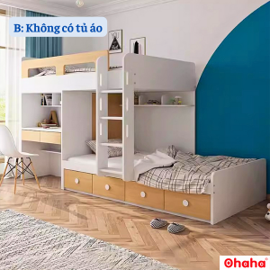 [ Freeship HCM] [ Trả góp 0%] [Có ảnh và video thực tế] Giường tầng thông minh Ohaha có tủ áo và bàn học - GTTM025