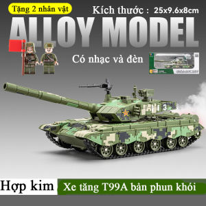 Đồ chơi mô hình xe tăng T99A bằng hơp kim có nhạc và đèn phun được khói