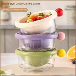 Dishwasher Basket Beautiful Water Basket Wash and Drain Double Layer Ball Handle Environmentally Friendly