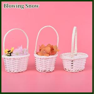 Blowing 1Pcs Hand-woven Mini Plastic Weaving Storage Fabric Basket Rattan Tea Picnic Bag