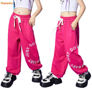 Rolanko Sports Pants for Kids Girls Korean Fashion Loose Casual Trousers Students High Waist Jogger Sweatpants Hip Hop Dance Bottom Clothes