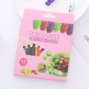 12 Warna Krayon Plastik Segitiga Triangle Plastic Crayon ST0354