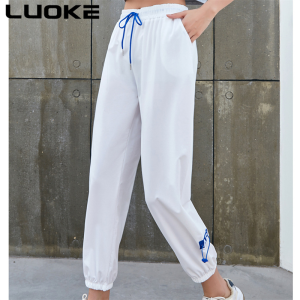Luoke Sport Pants Women Ice White Sports Pants Womens Thin New Loose Legged Harlan Casual Pants Fashion Ins