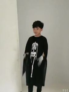Halloween Children Ghost Cos Scary  Skull Ghost Dress up Masuerade Party Skeleton Cos Suit