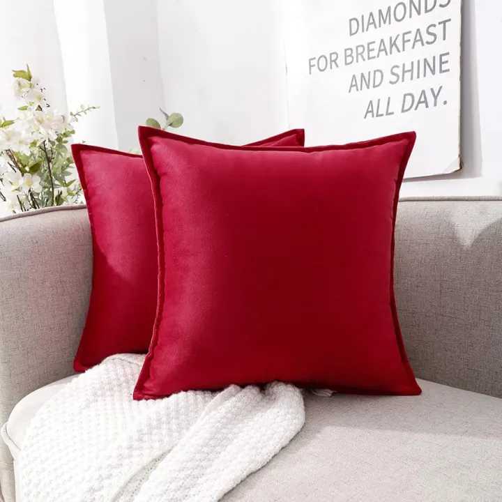 Christmas Red Velvet Throw Pillow Covers 18x18 Set of Super