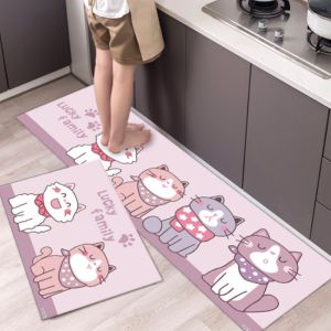 Kitchen Dining Table Printed Floor Mat Modern Cartoon Cat Floormat Bedroom Bathroom Entrance Doormat